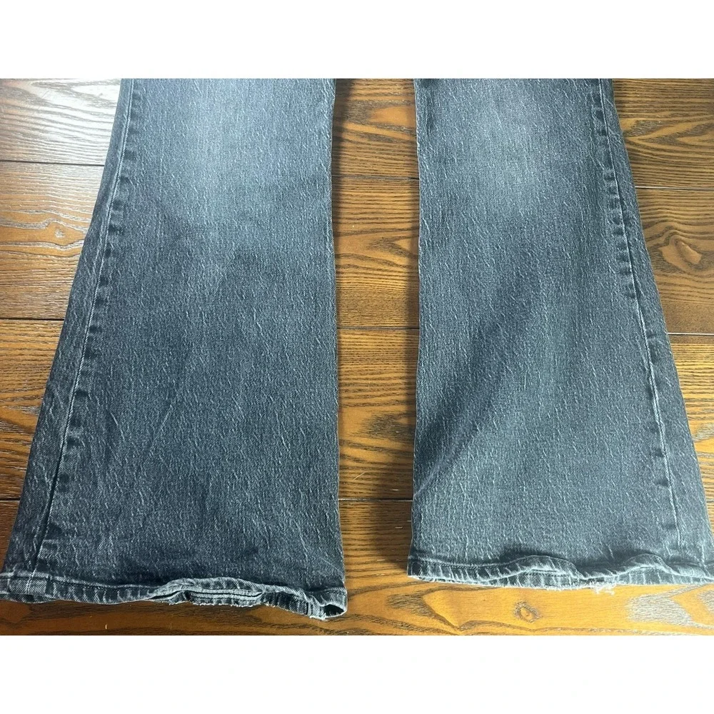 Levis Premium Jeans Womens 32 Black 70s High Flare Distressed Denim Grunge Y2K